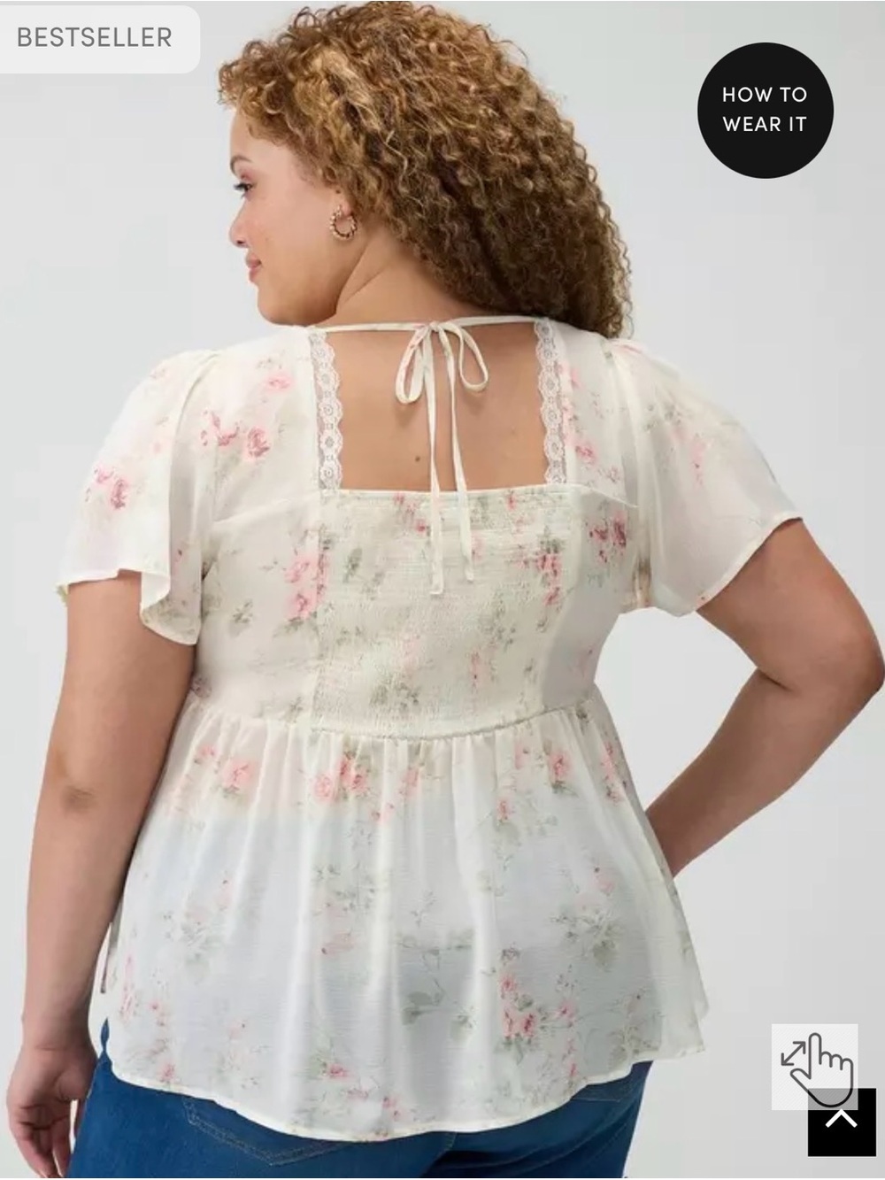torrid Cream Floral Lace-Trim Top (NWOT) - Picture 7 of 8